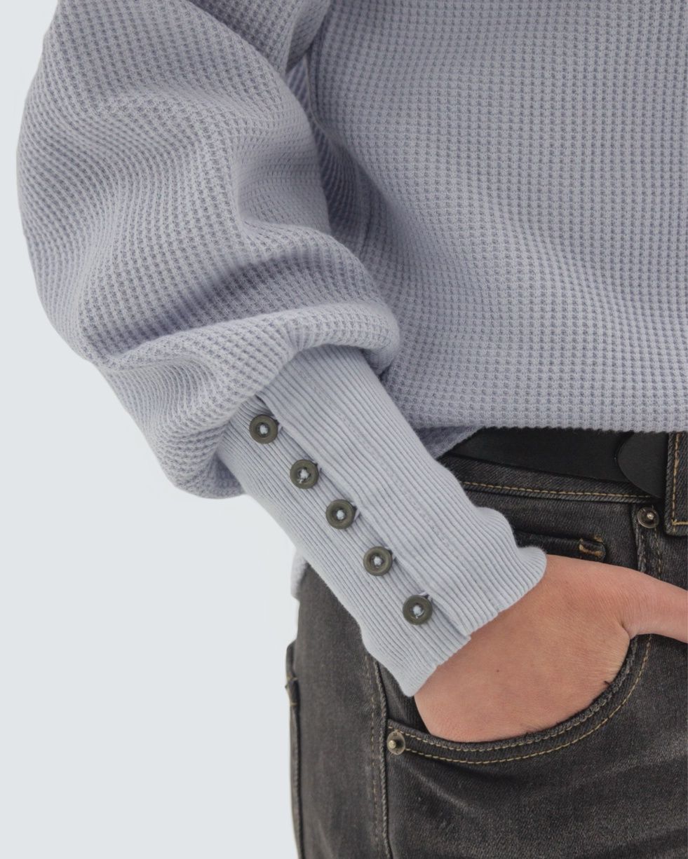 Long Sleeve Waffle Knit Pullover Top