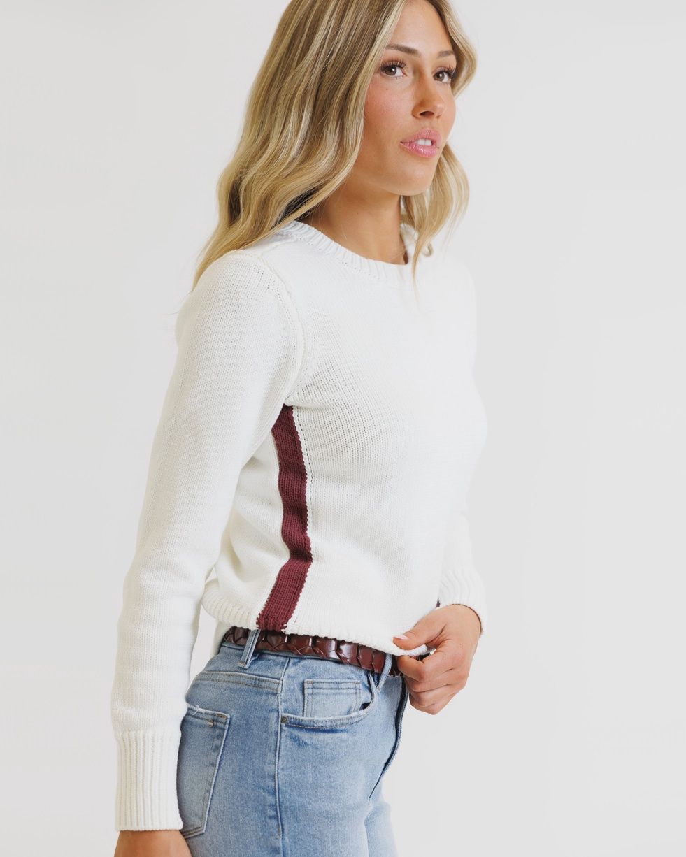 Nostalgia Color Block Stripe Crew Neck Pullover Sweater