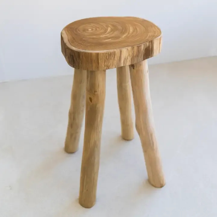 Teak Wooden Stool Side