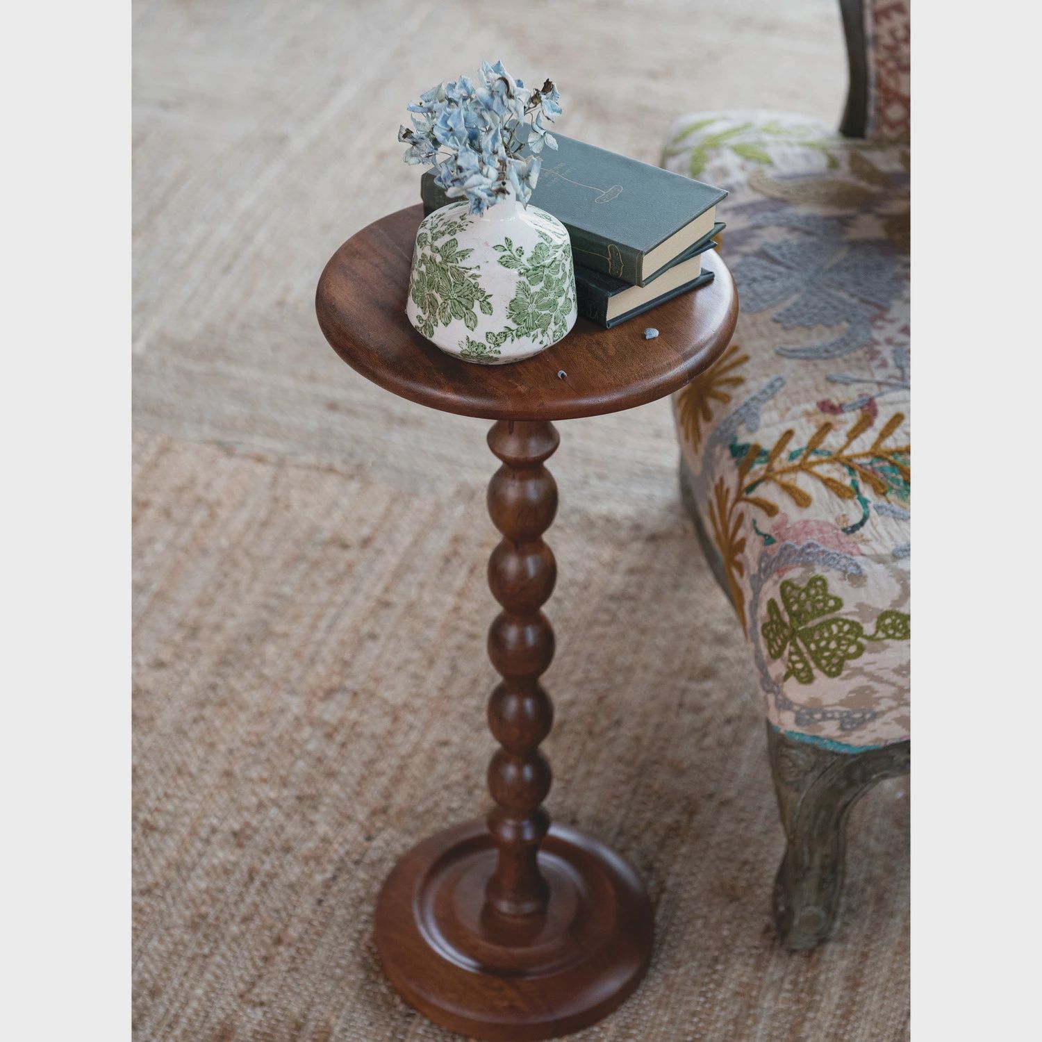 Turned Martini Table, Walnut Finish