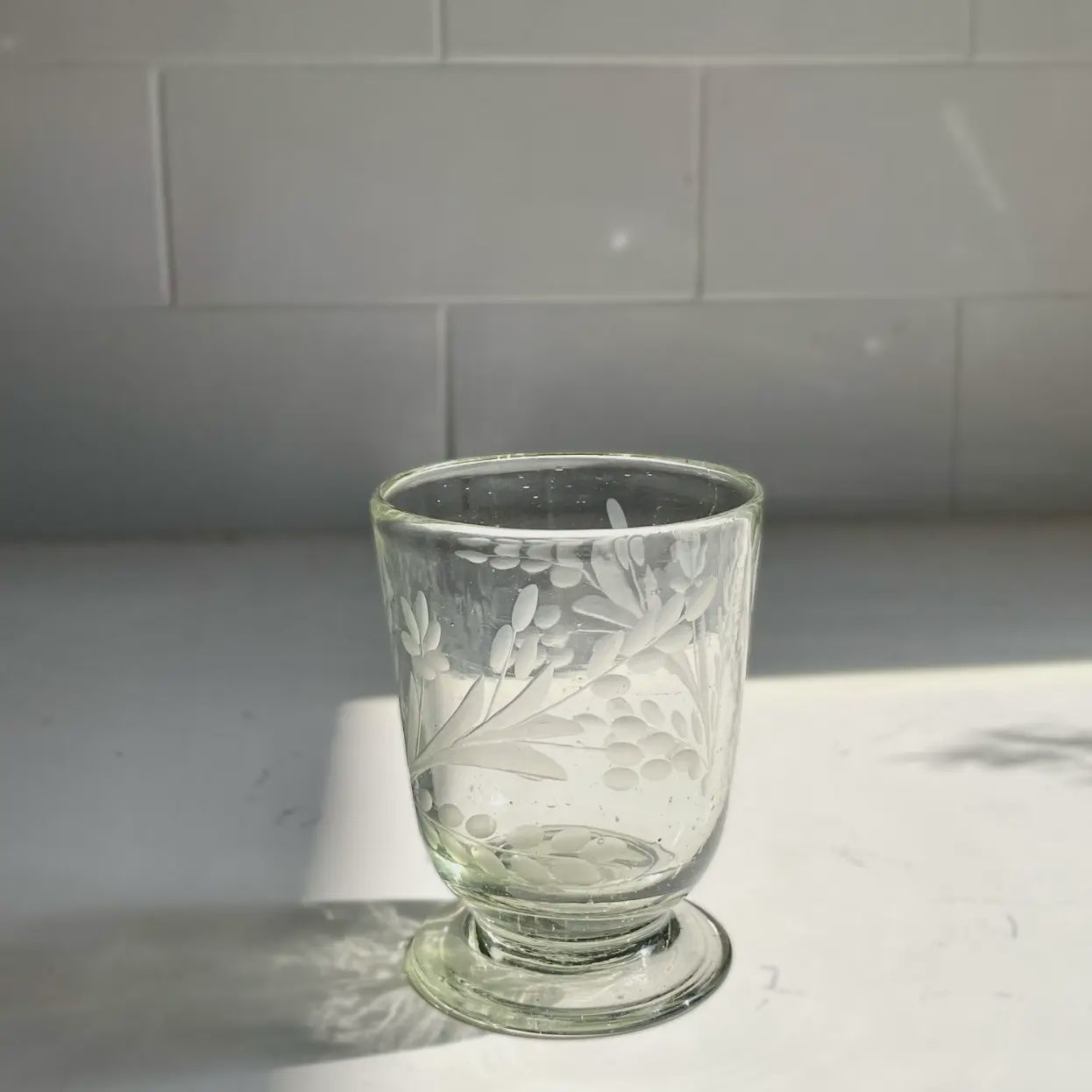 Hand-Etched Blown wine glass