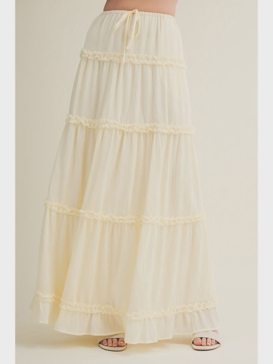 Gathered Ruffle Tier Maxi Skirt