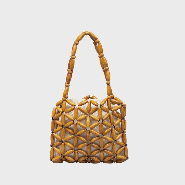 Wooden Bead Woven Handbags