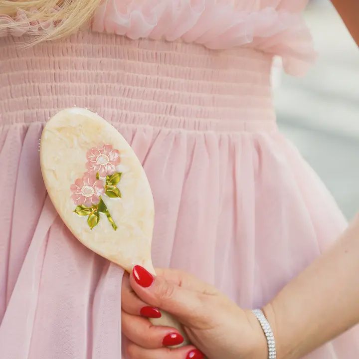 Hand-Painted Roses  Hair Day Brush