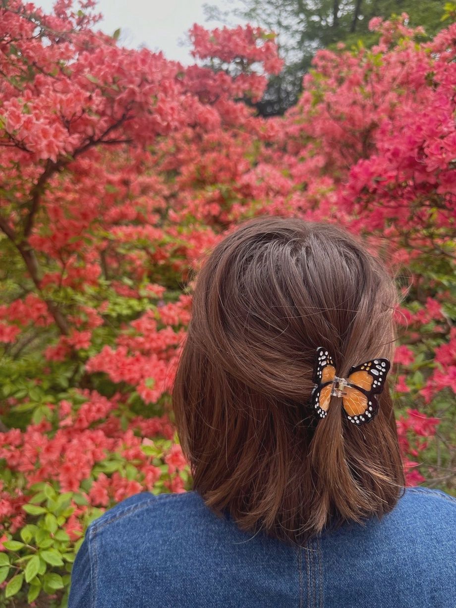 Hand-Painted Mini Monarch Butterfly Claw Hair Clip