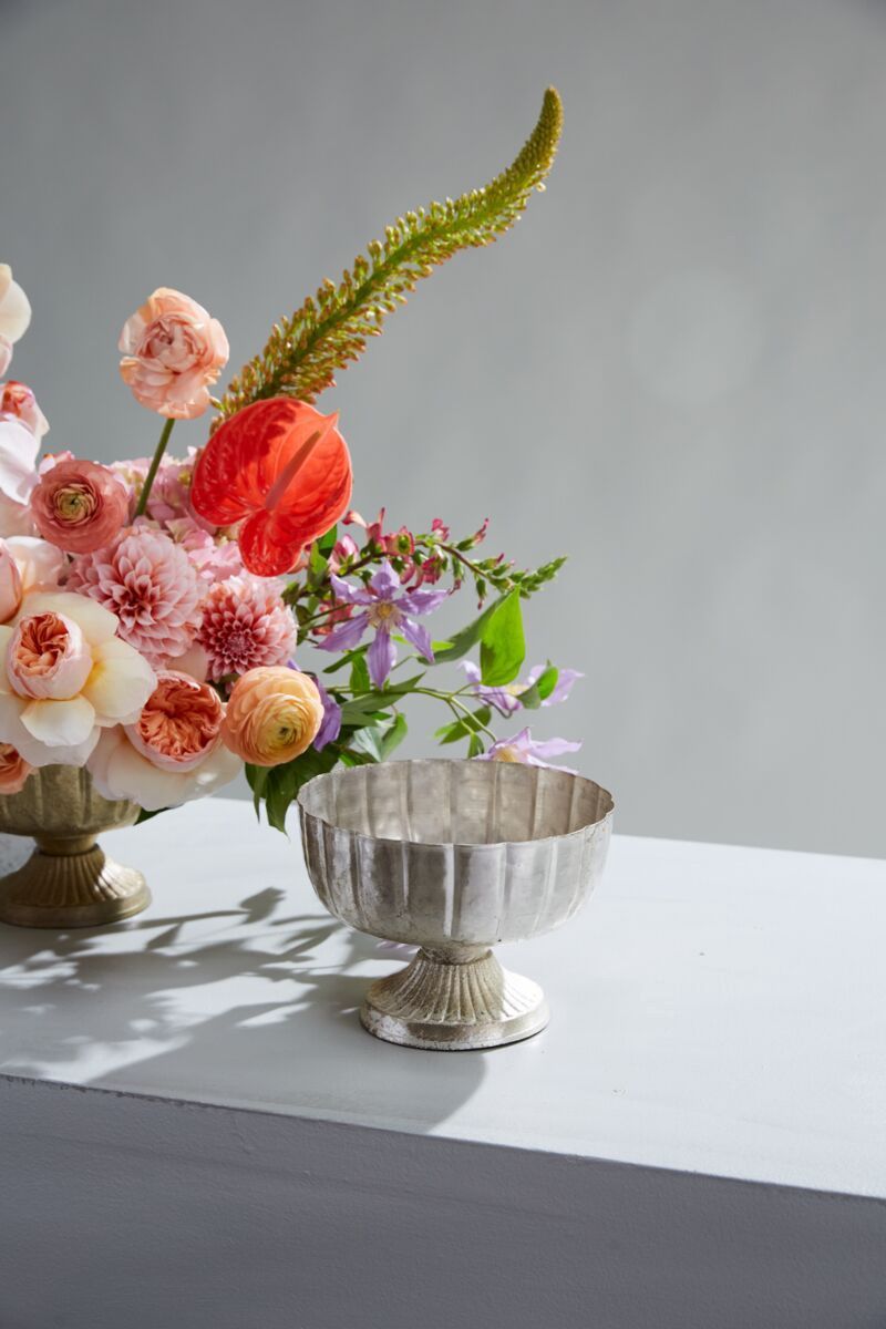 Antiqued Silver Compote