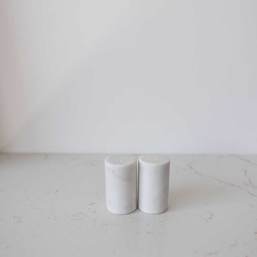 White Marble Salt &amp; Pepper Shakers