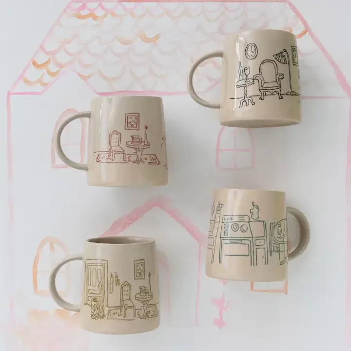 Hand Stamped Household Mug