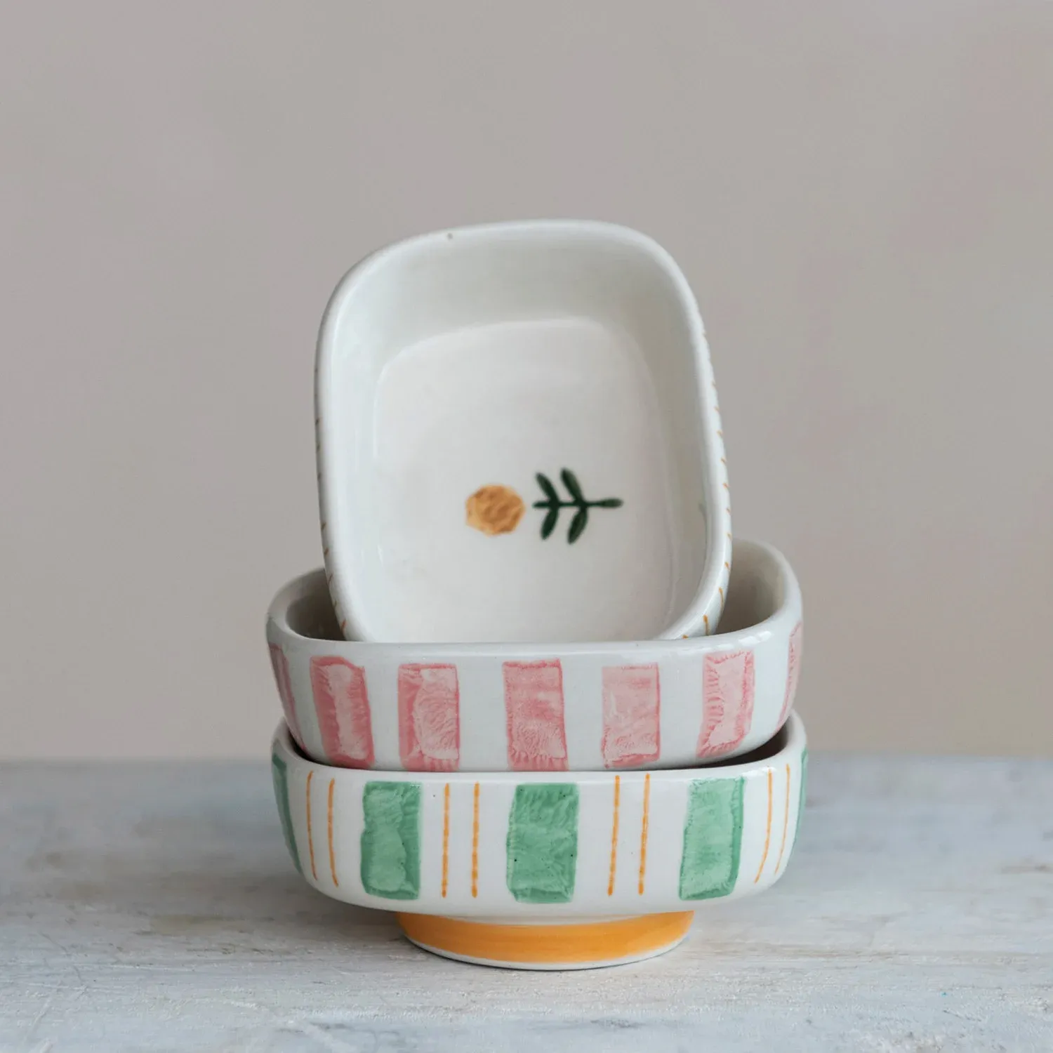 Dish w/ Stripes &amp; Flowerr