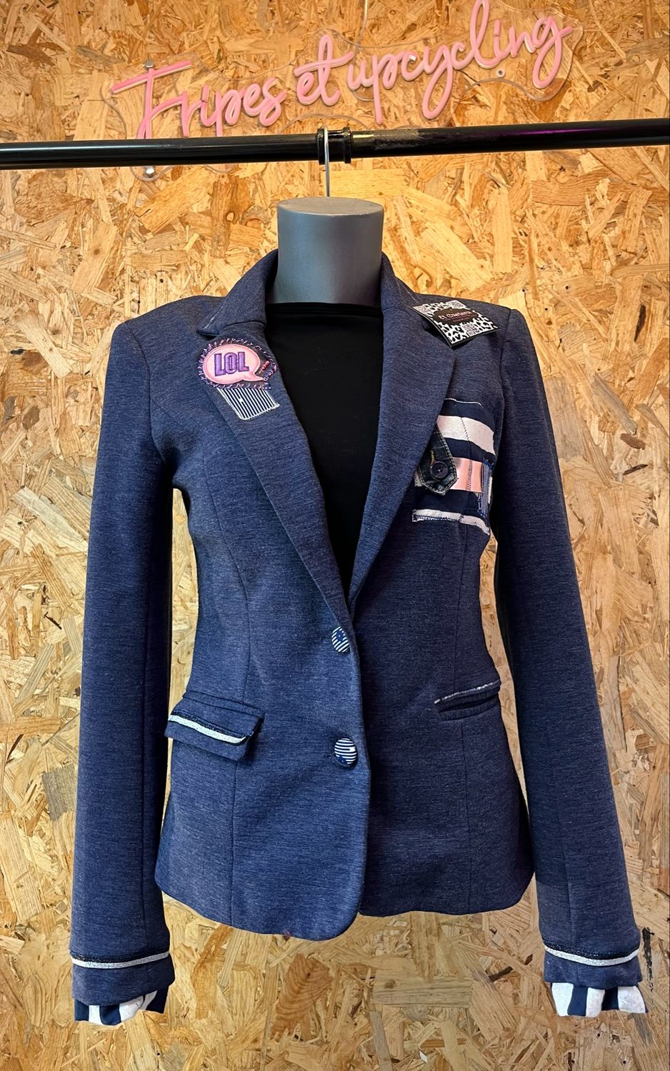 Veste blazer marine customisée