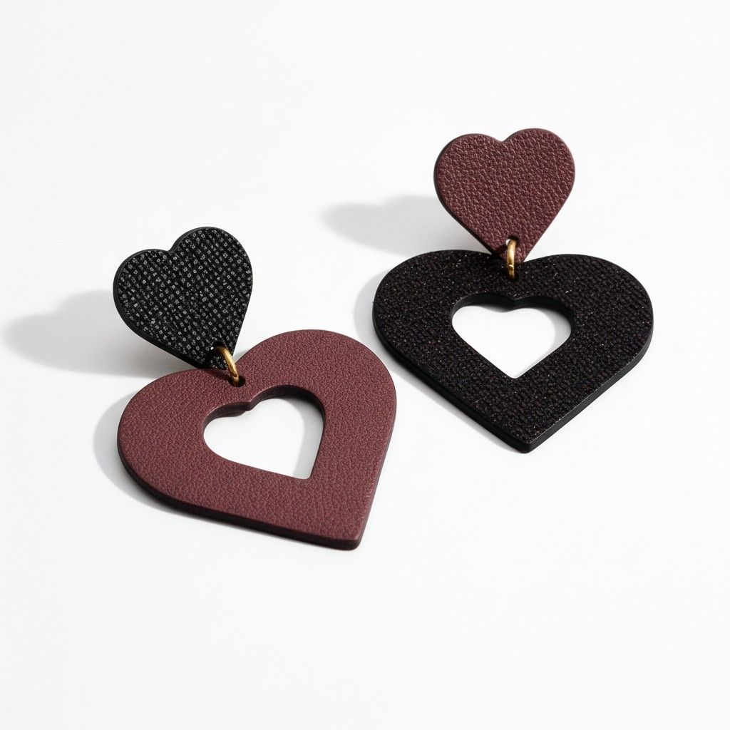 Boucles asymétrique cœur vieux rose et bronze