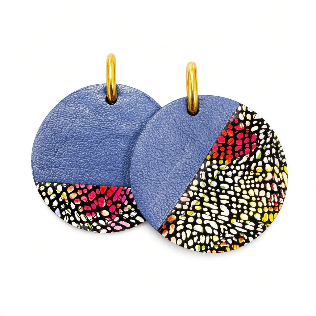 Boucles asymétrique ronde bleu tacheté