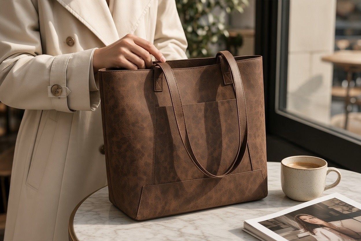 Sac cabas cuir taupe