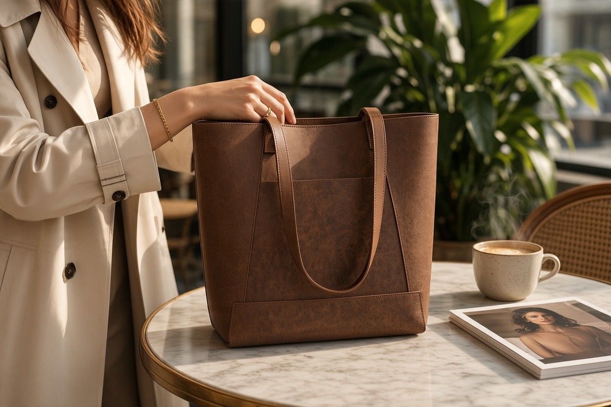 Sac cabas cuir marron