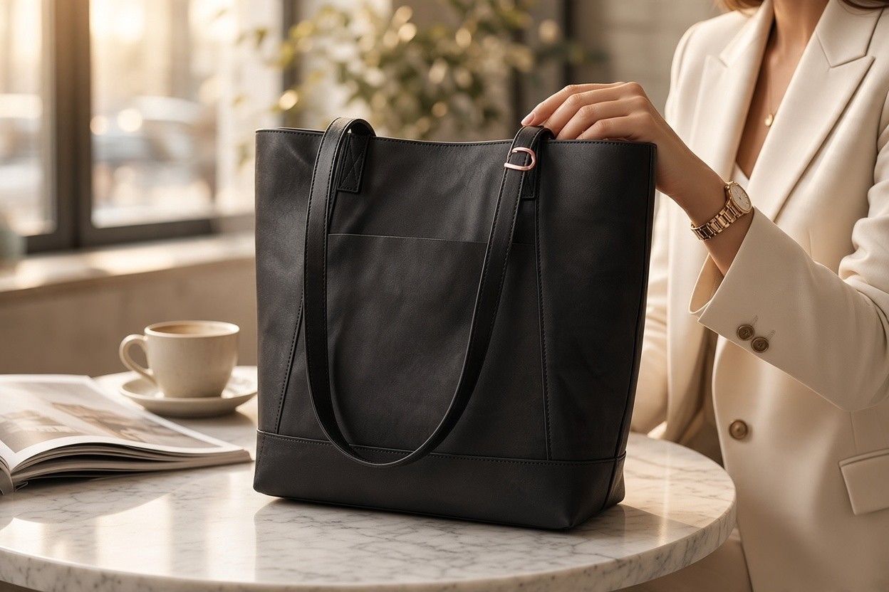 Sac cabas cuir noir