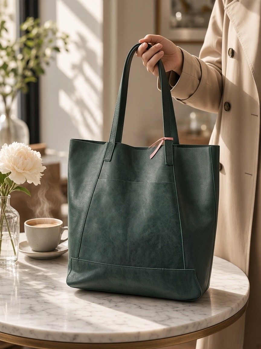 Sac cabas cuir vert