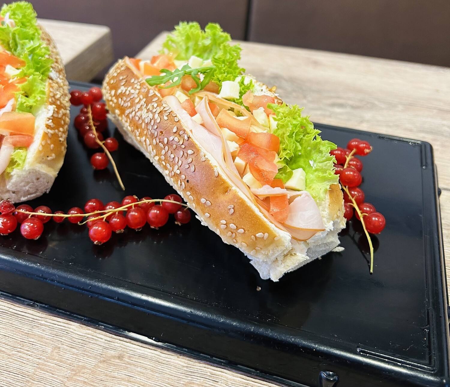 Belegte mit Pute und Frischkäse