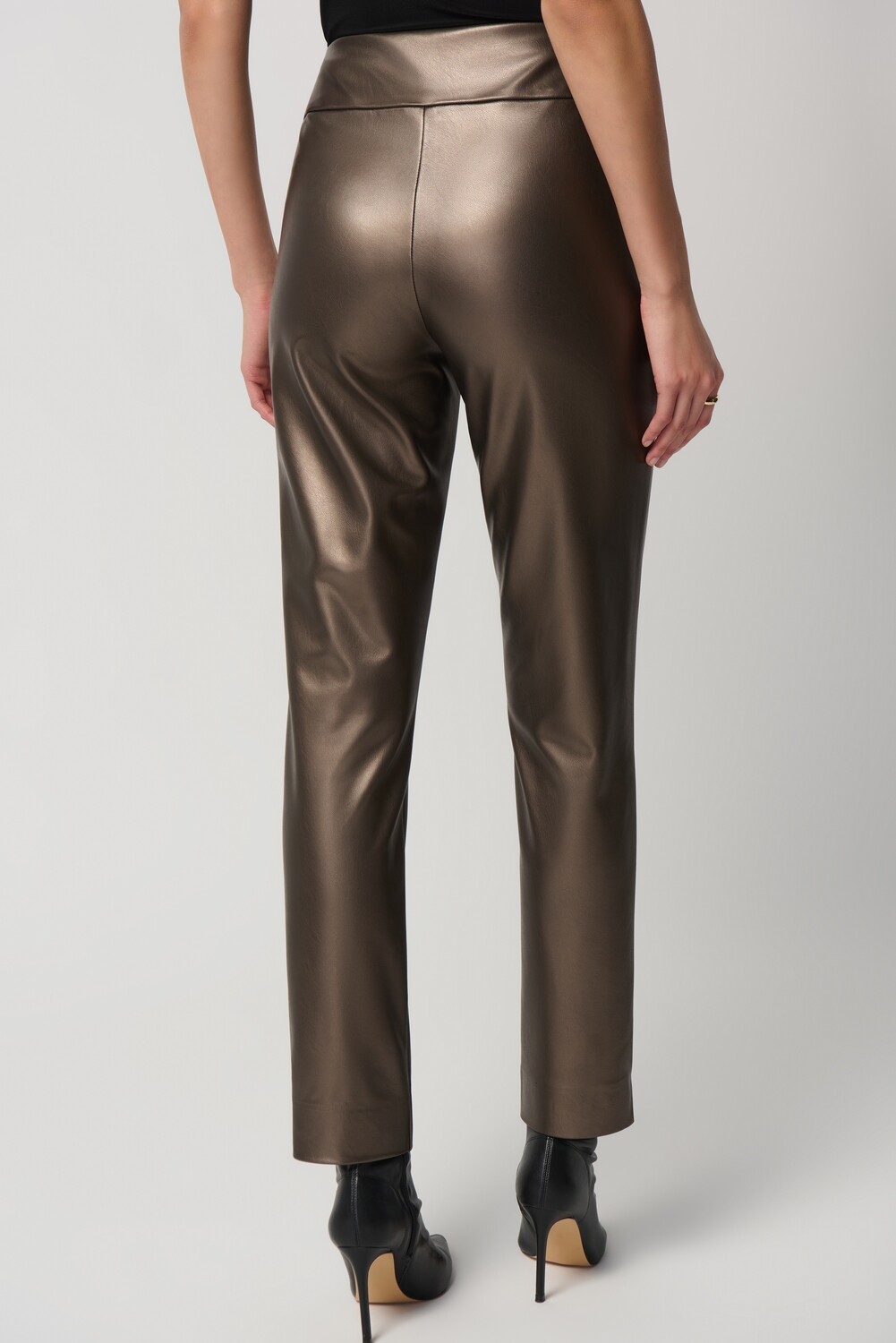 Joseph Ribkoff Metallic Faux Leather Slim Fit Pull-On Pants
