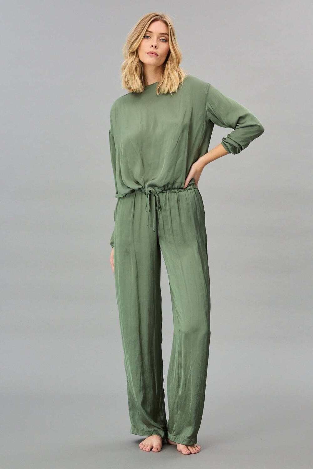 Lola &amp; Sophie Vintage Satin Drawstring Top