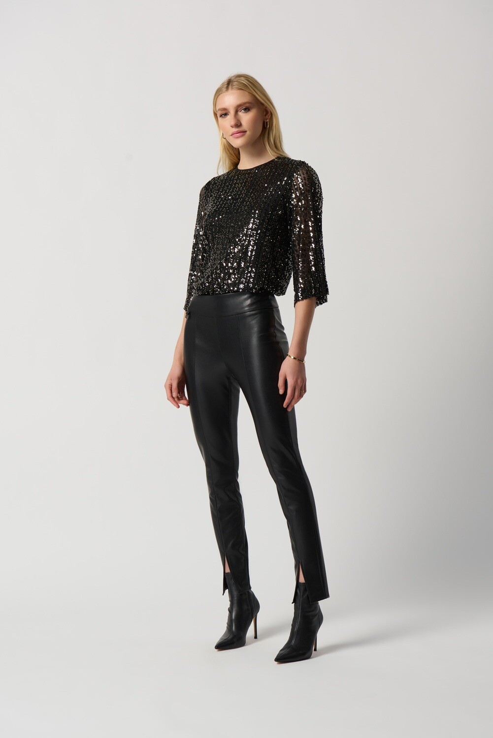 Joseph Ribkoff Faux Leather Slim Fit Pull-On Pants