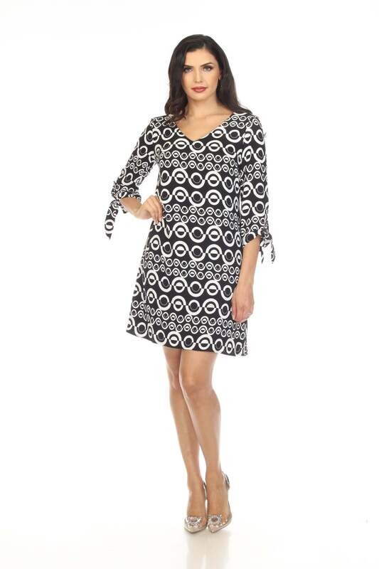 Joseph Ribkoff Geometric Print V-Neckline Shift Dress