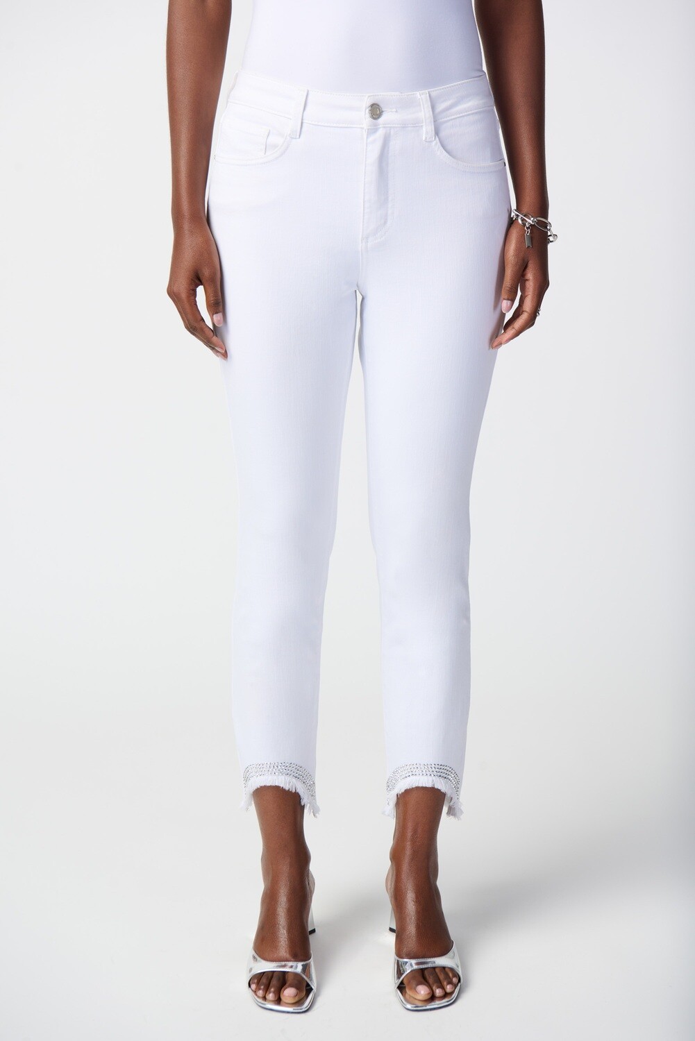 Joseph Ribkoff Cropped Jeans with Frayed Hem