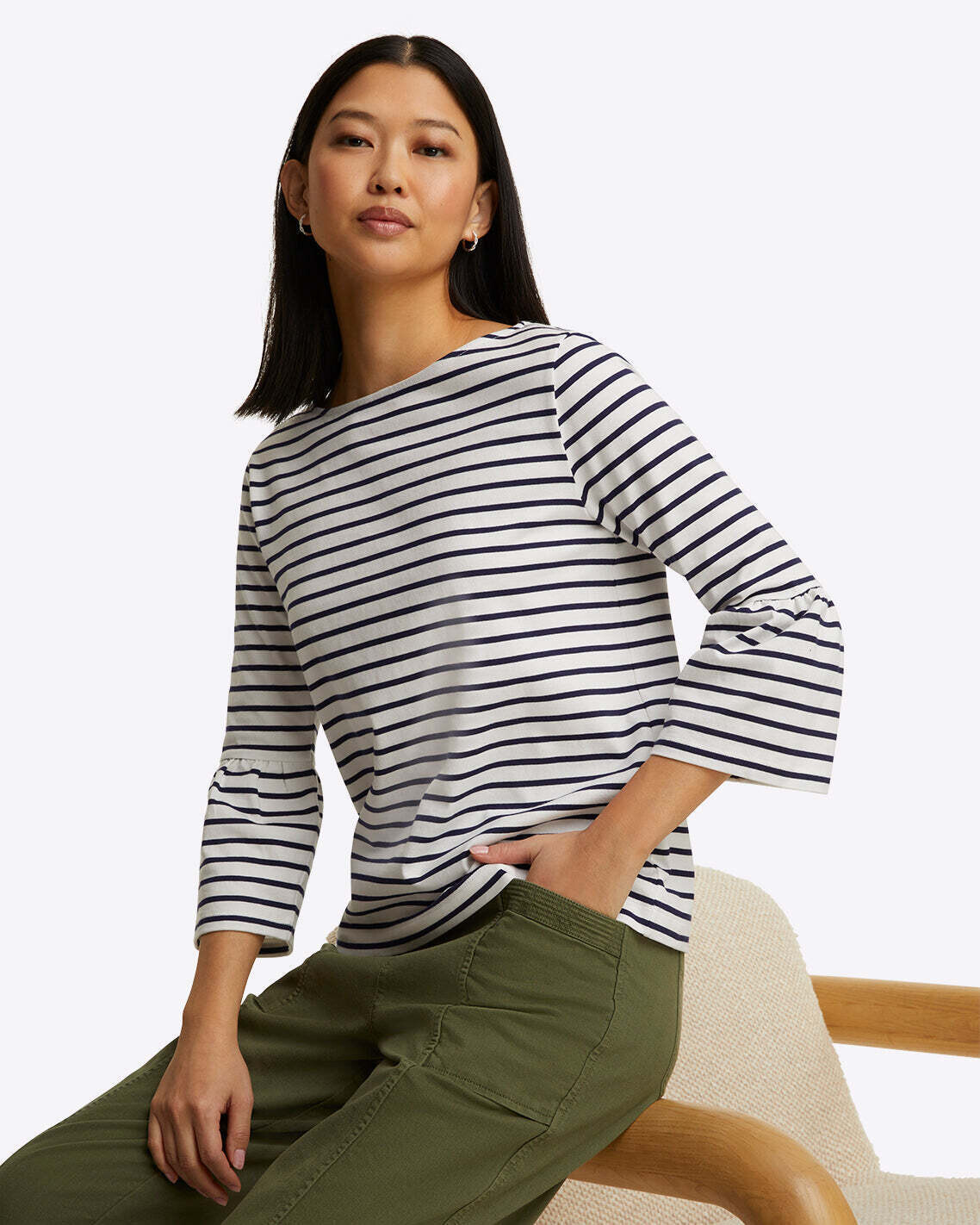 Draper James Corey Bell Sleeve Top in Cotton