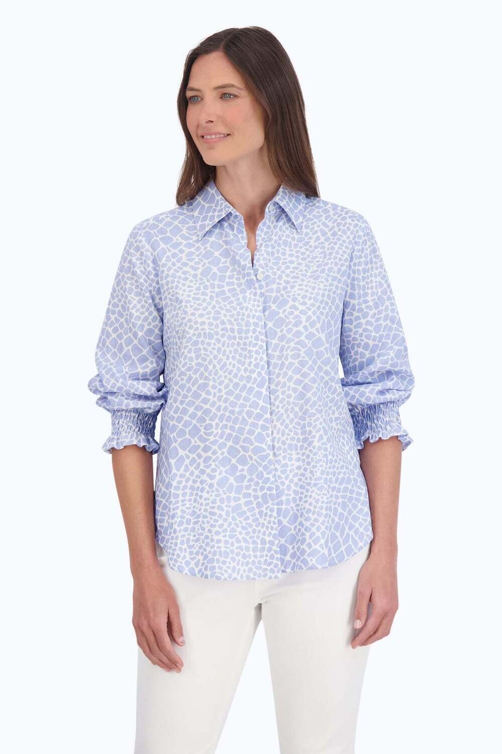 Foxcroft Olivia Easy Care Linen Giraffe Shirt