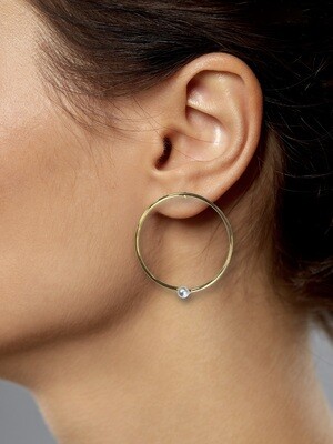 Yochi Hoop Earrings Gold With Pearl