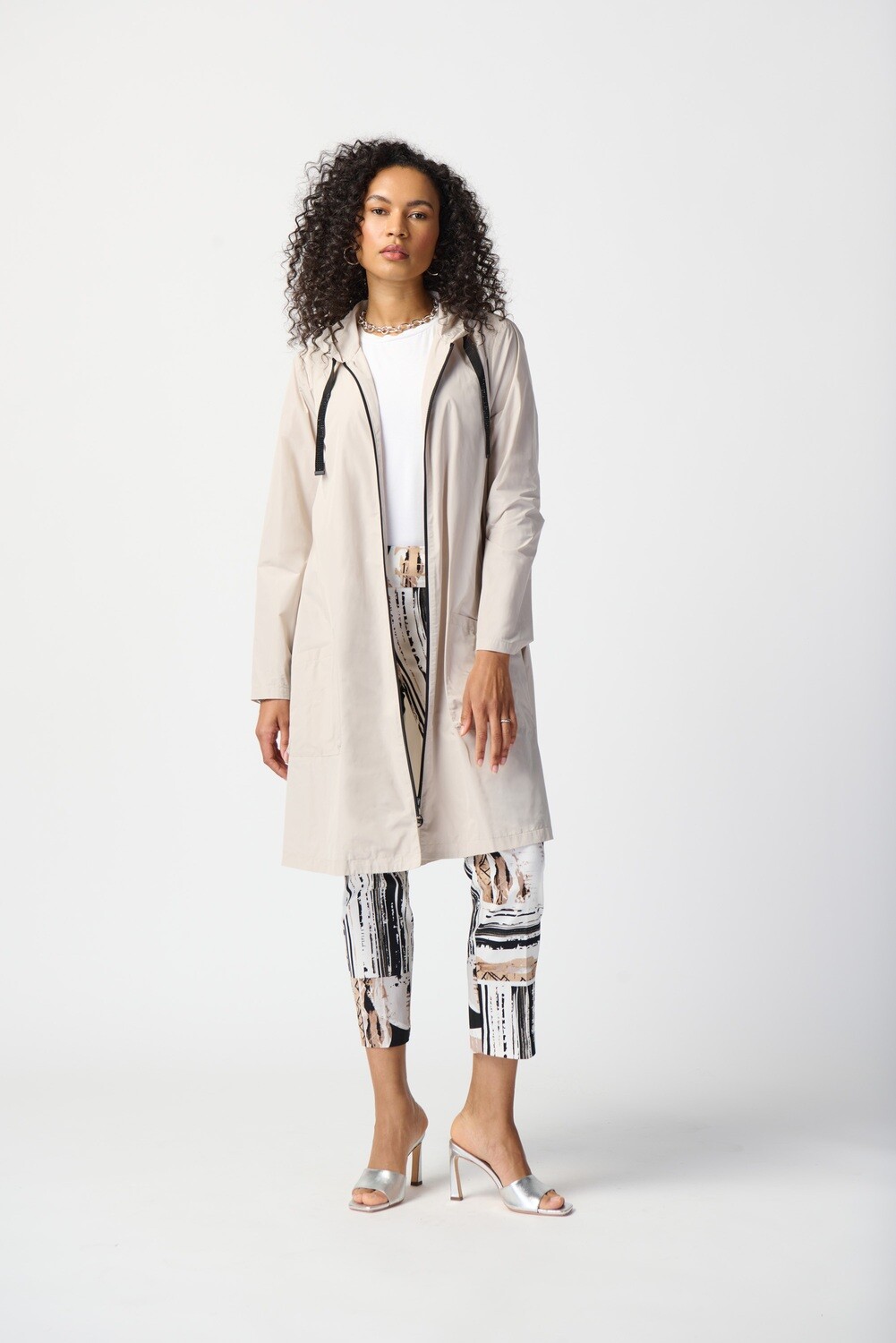 Joseph Ribkoff Memory Woven Hooded Trapeze Coat