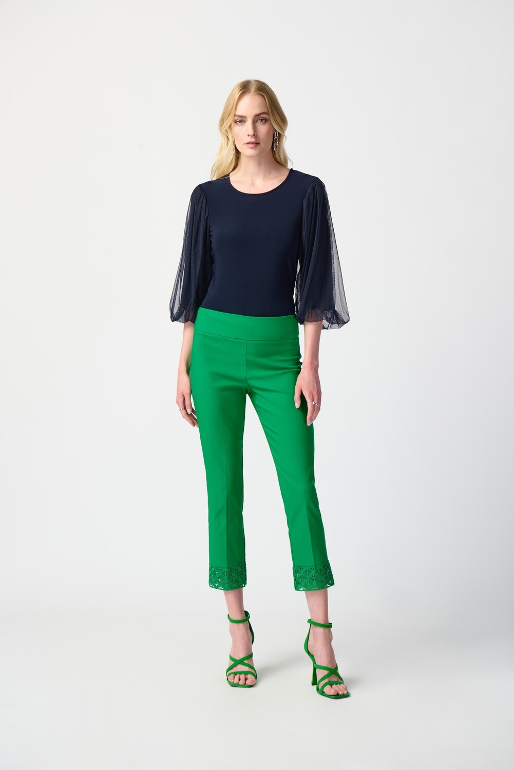 Joseph Ribkoff Silky Knit Top With Mesh Sleeves