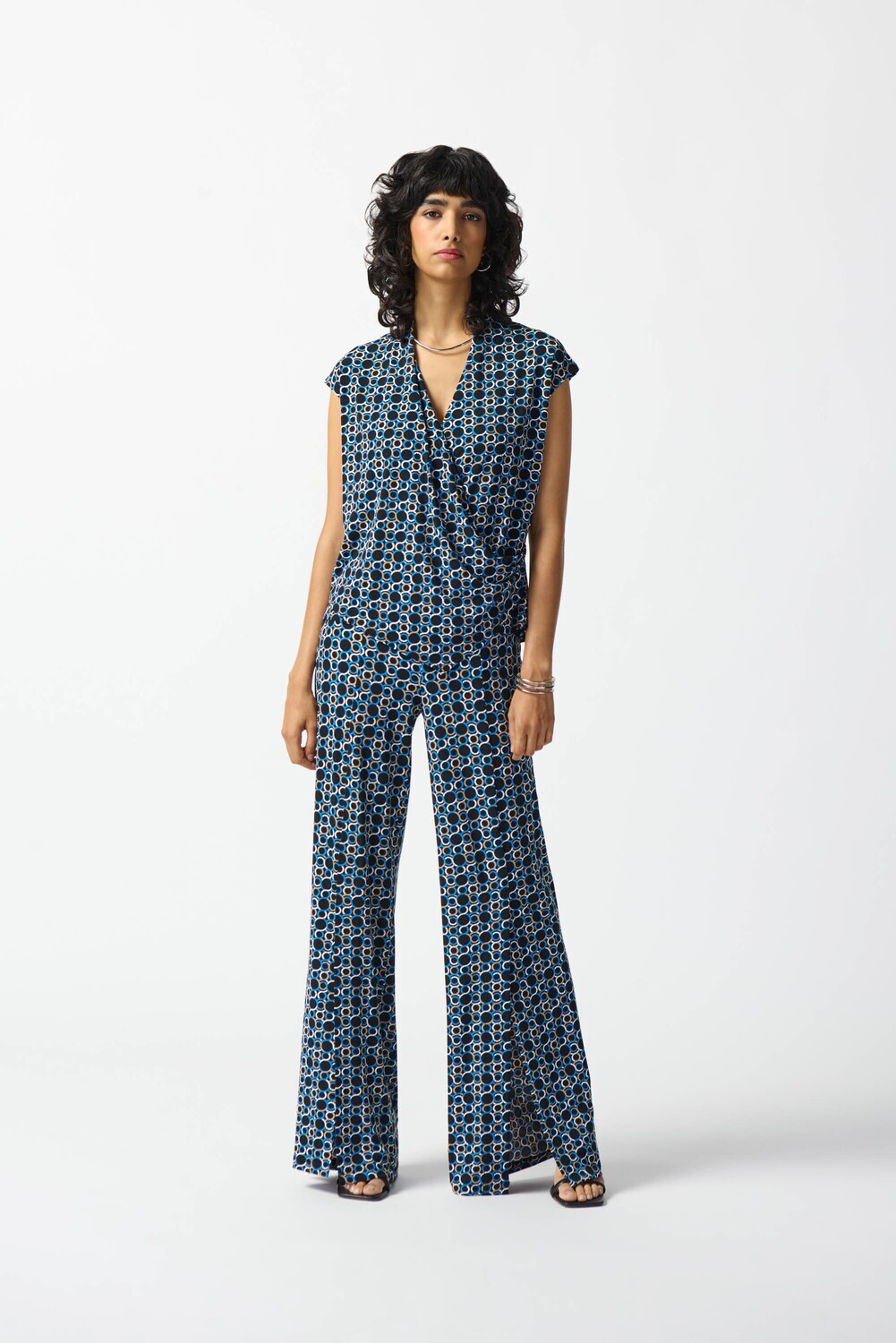 Joseph Ribkoff Silky Knit Geometric Print Wrap Top