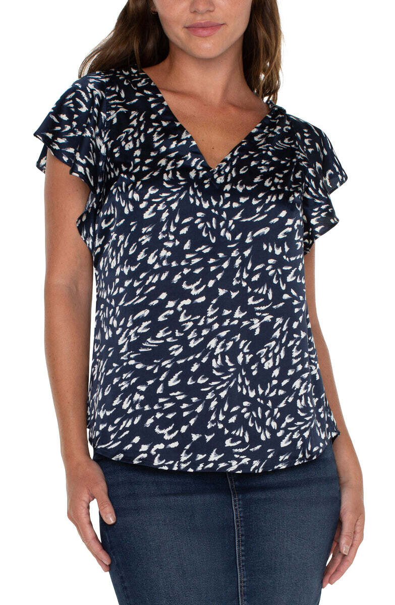 Liverpool double v-neck and flutter sleeves
