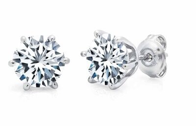 Crislu Solitaire Brilliant Stud Earrings - 6 prong Finished in Pure Platinum