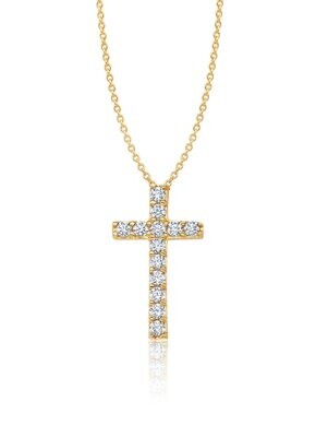 Crislu Pave Cross Necklace Finished in 18kt Yellow Gold