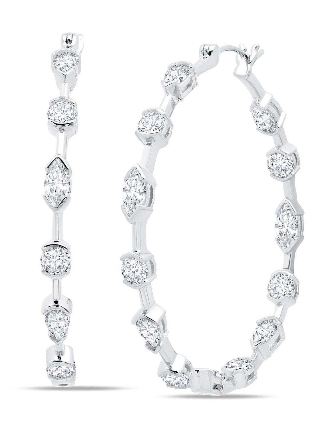 Crislu Lavish Cubic Zirconia Hoop Earrings Finished in Pure Platinum