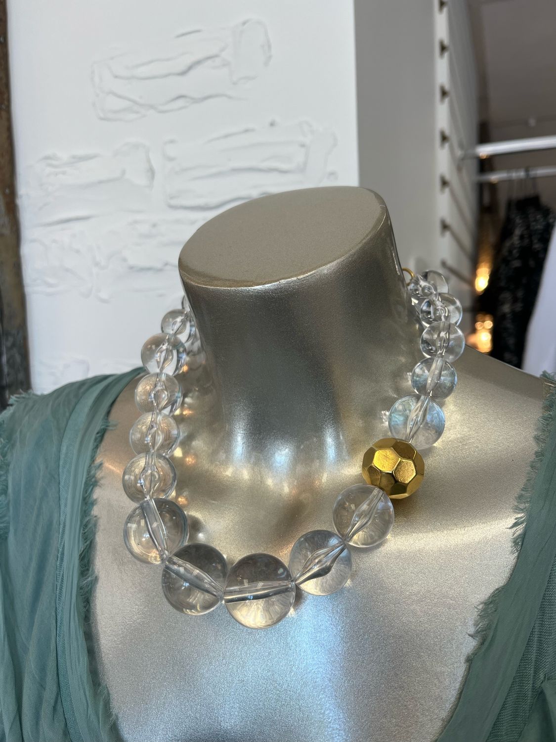 Yochi Large Clear Bead Necklace