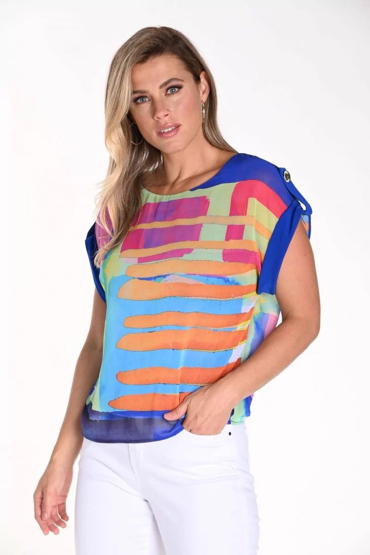 Frank Lyman Multi Color Short Sleeve Top