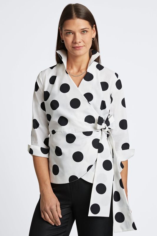 Foxcroft Salina No Iron Black &amp; White Dot Shirt