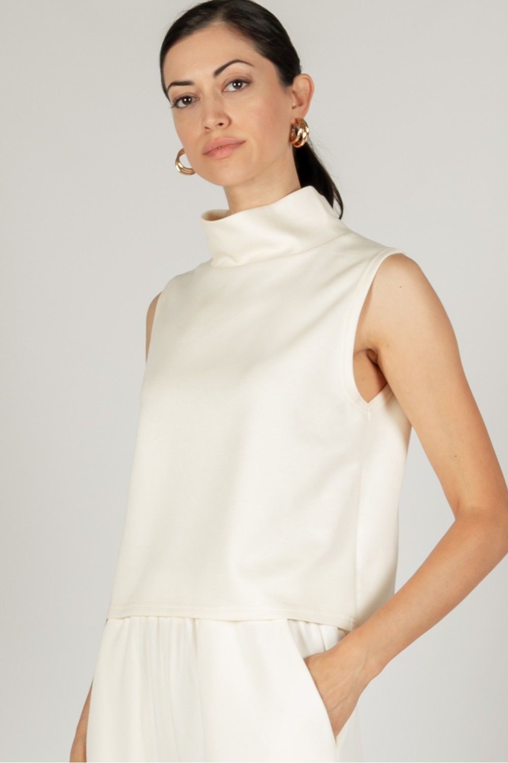 Before You Collection 	P. CILL Butter Modal Cowl Neck Sleeveless Top