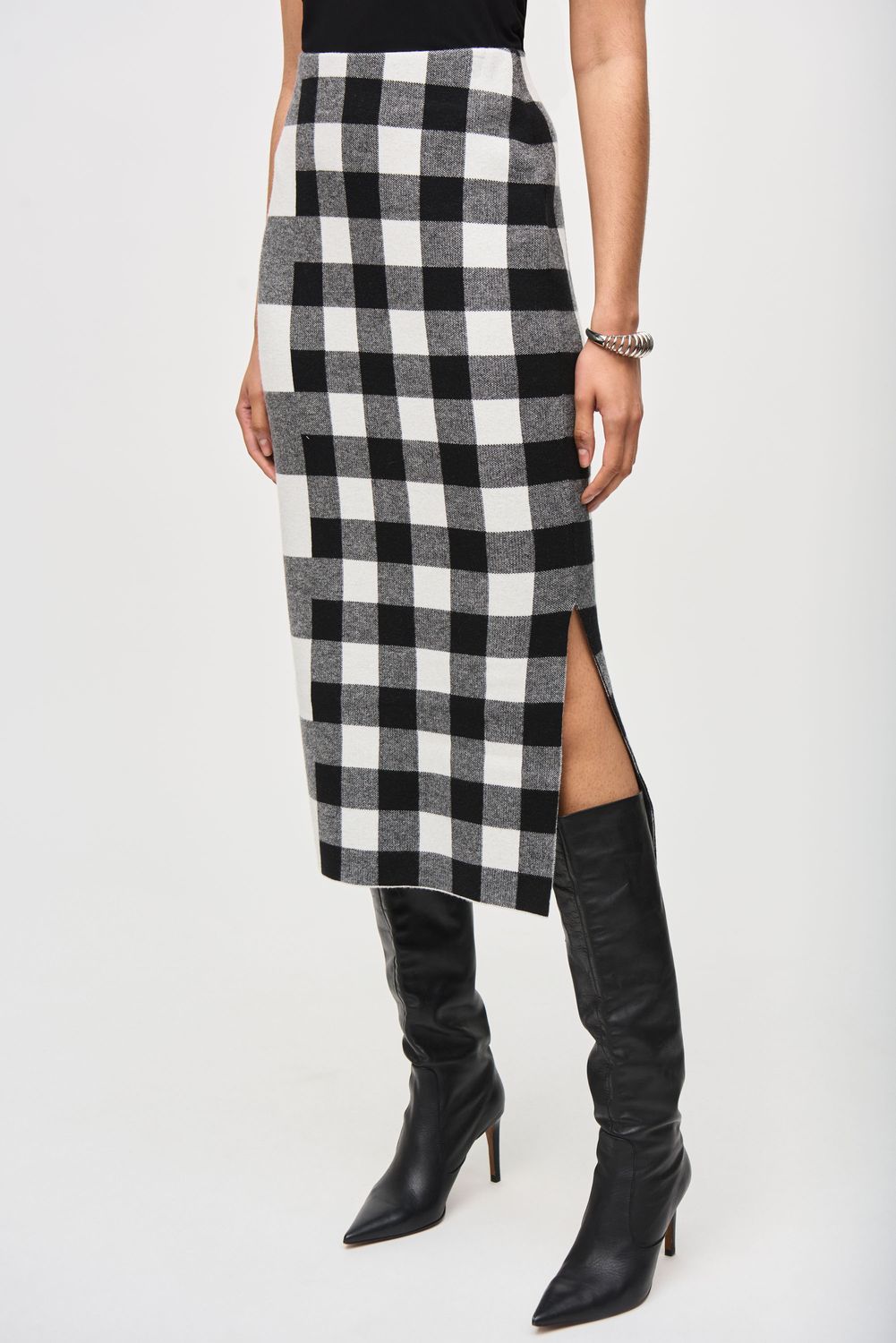 Joseph Ribkoff Plaid Jacquard Knit Skirt