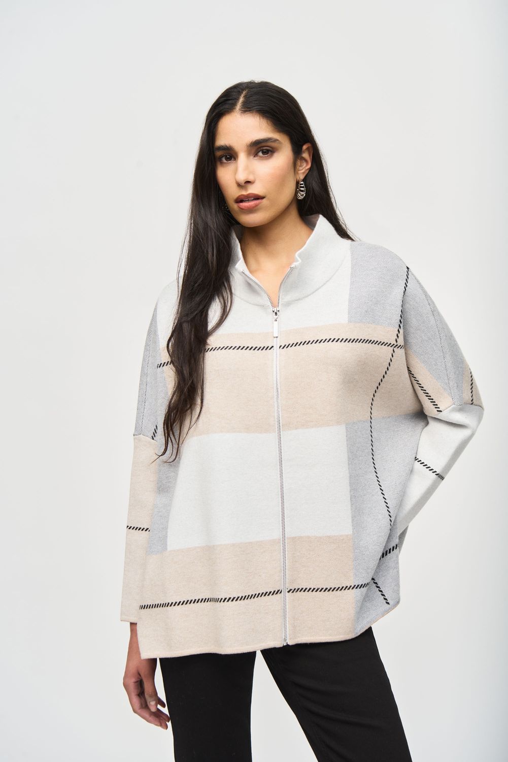 Joseph Ribkoff Color-Block Jacquard Knit Cover-Up