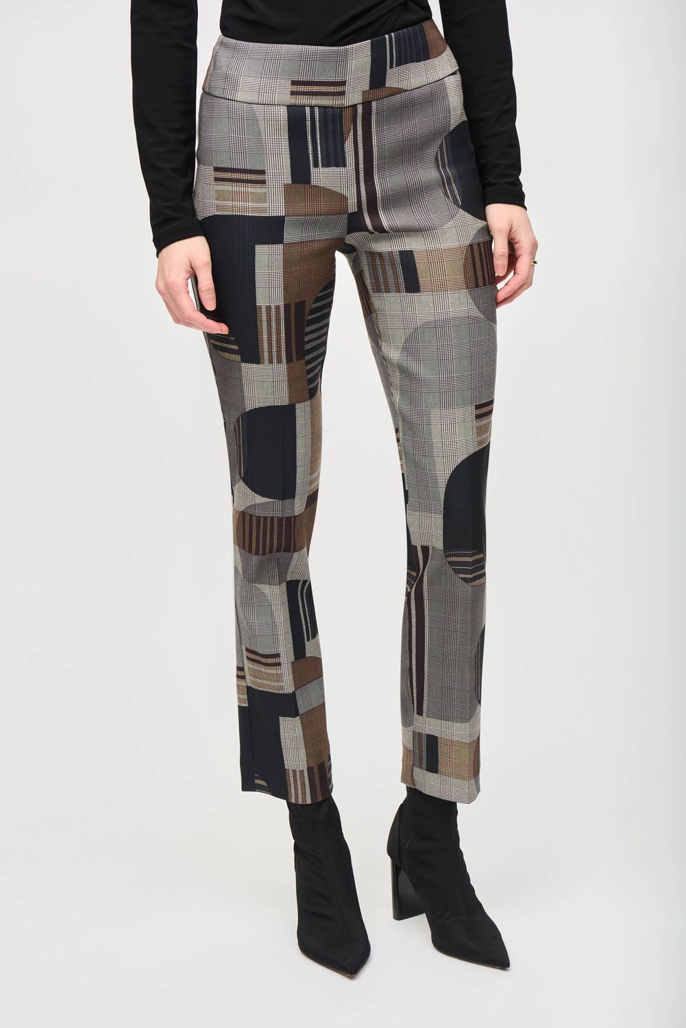 Joseph Ribkoff Jacquard Abstract Print Straight Pull-On Pants