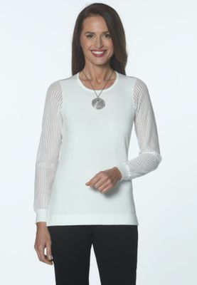Jenvie Sweater with Mesh Striped Sleeve