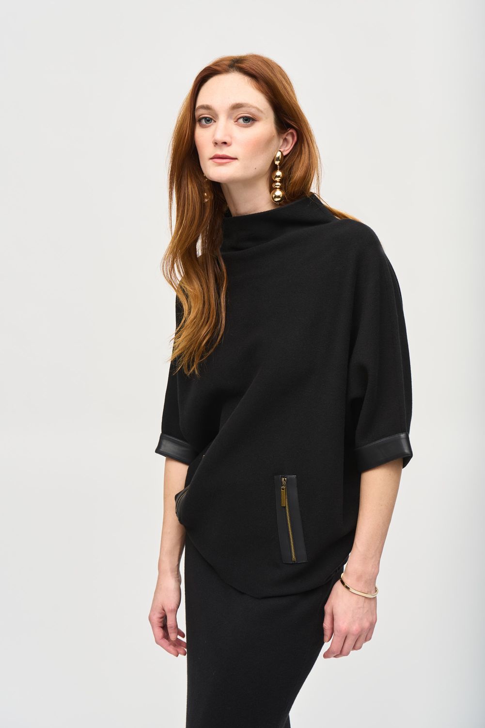 Joseph Ribkoff Sweater Knit Funnel Neck Top