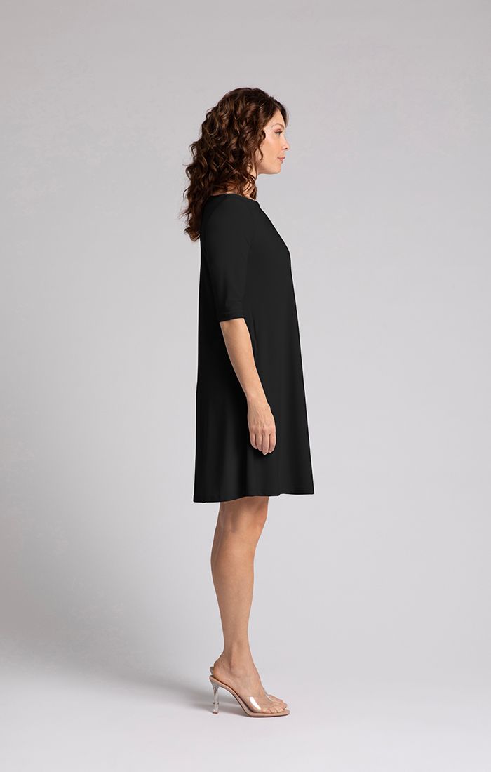 Sympli Trapeze Dress, Color: Black, Size: 8