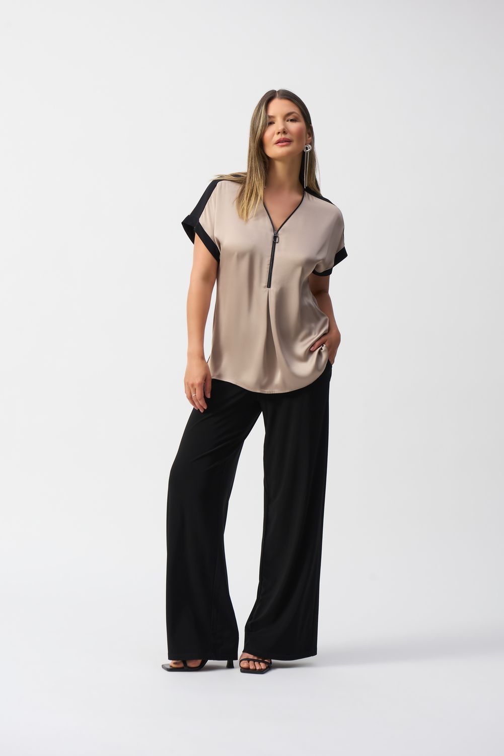 Joseph Ribkoff Satin and Silky Knit Straight Top