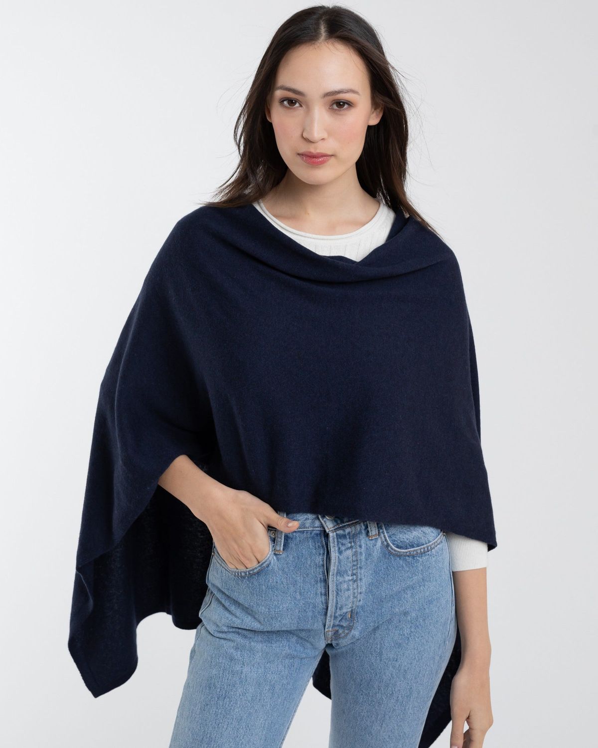Alashan Trade Wind Cashmere Blend Dress Topper Poncho, Color: ABYSS