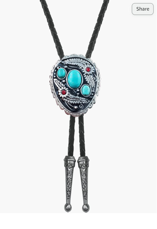 Western Cowboy Turquoise Bolo Tie