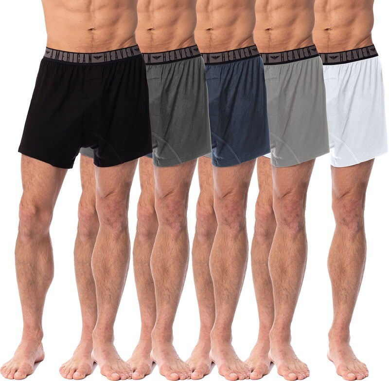 5 Pack Men's Cotton Rayon Boxer Shorts with Fly 3xl